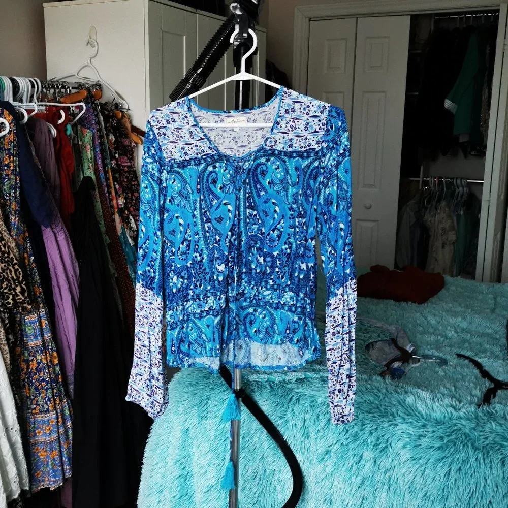 Blue Boho Top - Picture 1 of 3